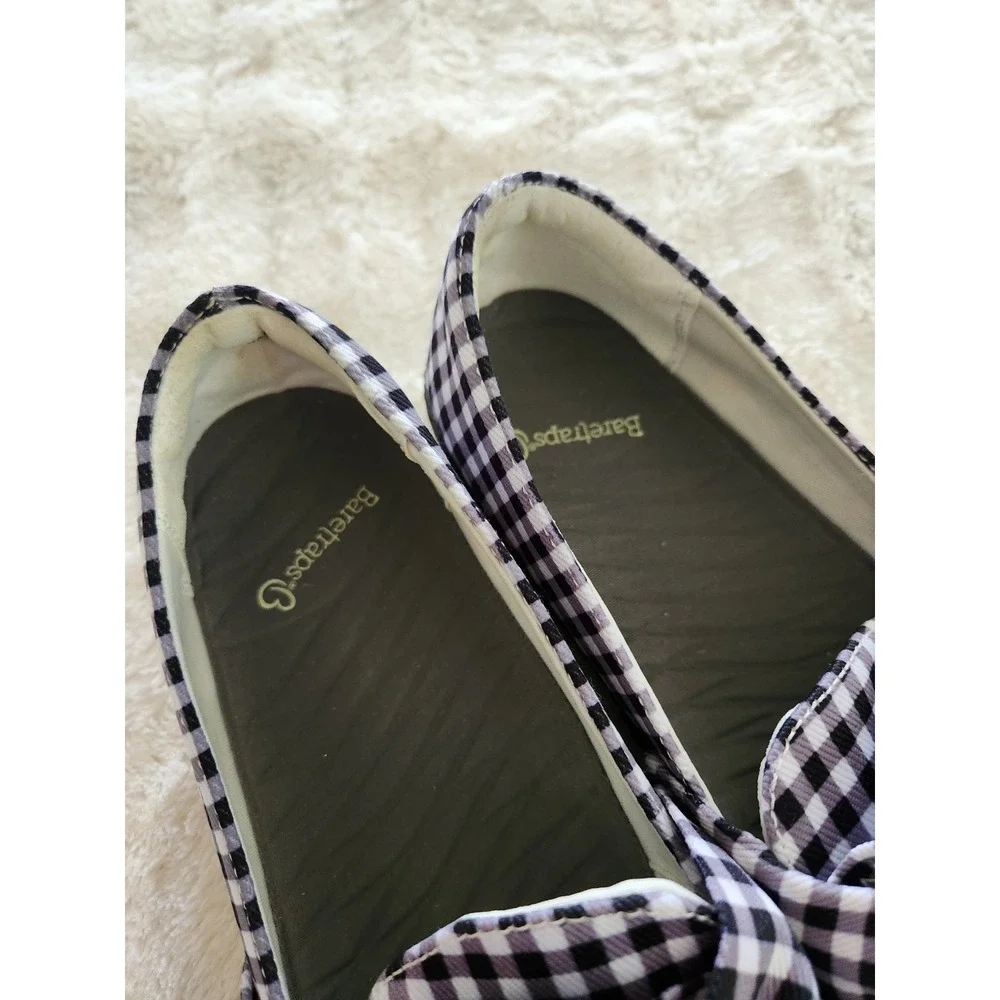 Baretraps Women's Valley Slip On Flats Size 7M Bow Comfort Cushion Gingham Shoes
